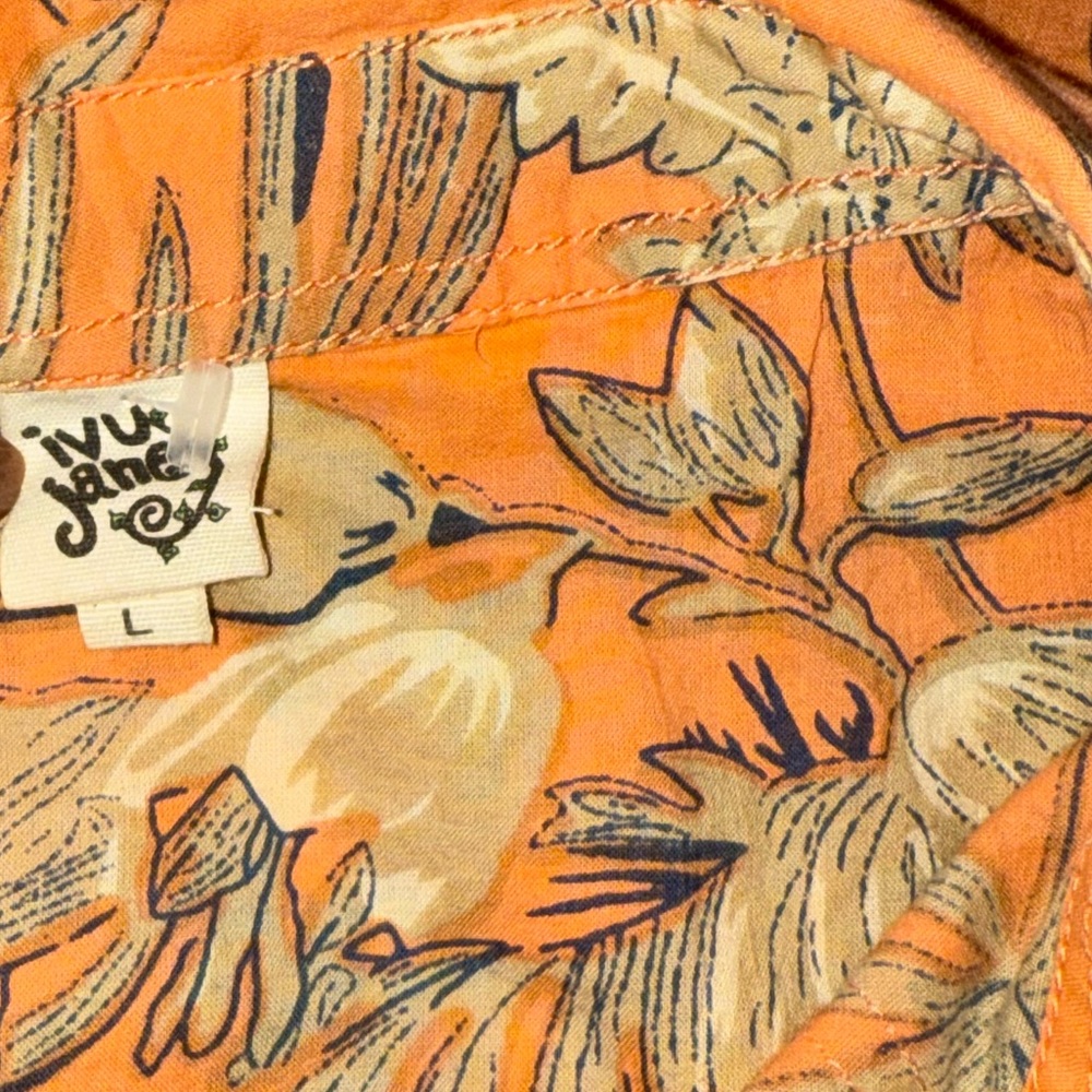 ivy jane Peach Floral Puff-Sleeve Button-Up Blouse - Picture 6 of 7